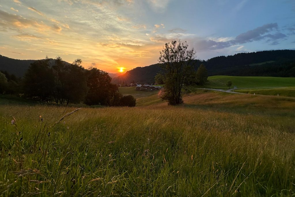Abenddämmerung über den Tannheimer Bergen im Sommer